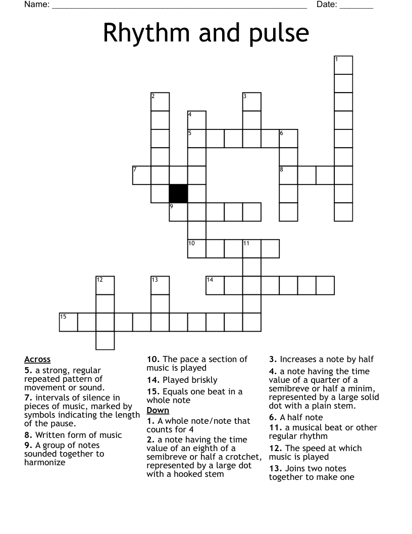 Rhythm and pulse  Crossword