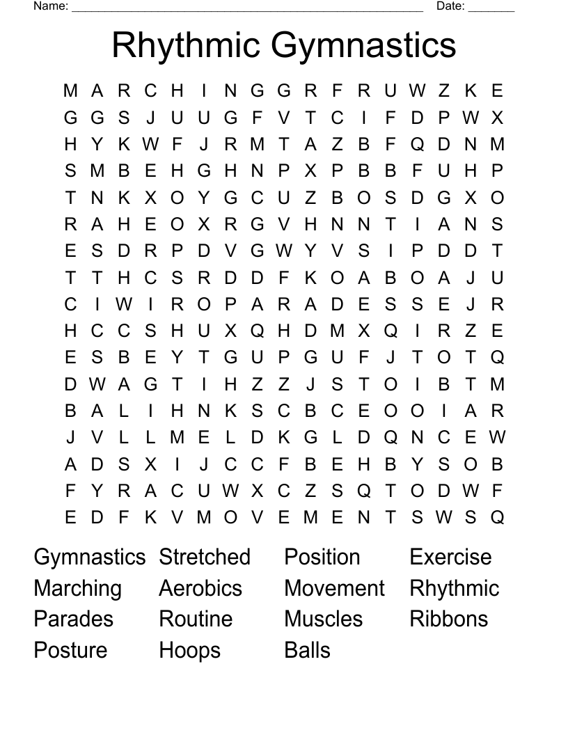Rhythmic Gymnastics Word Search