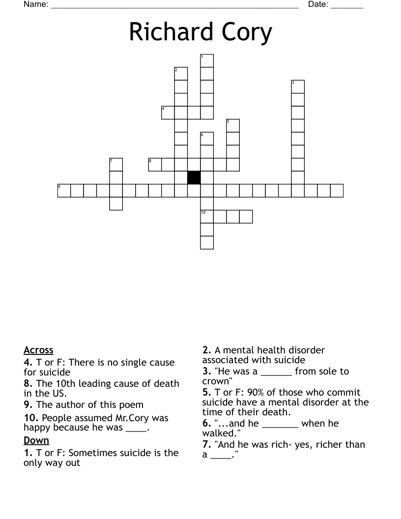 Richard Cory Crossword