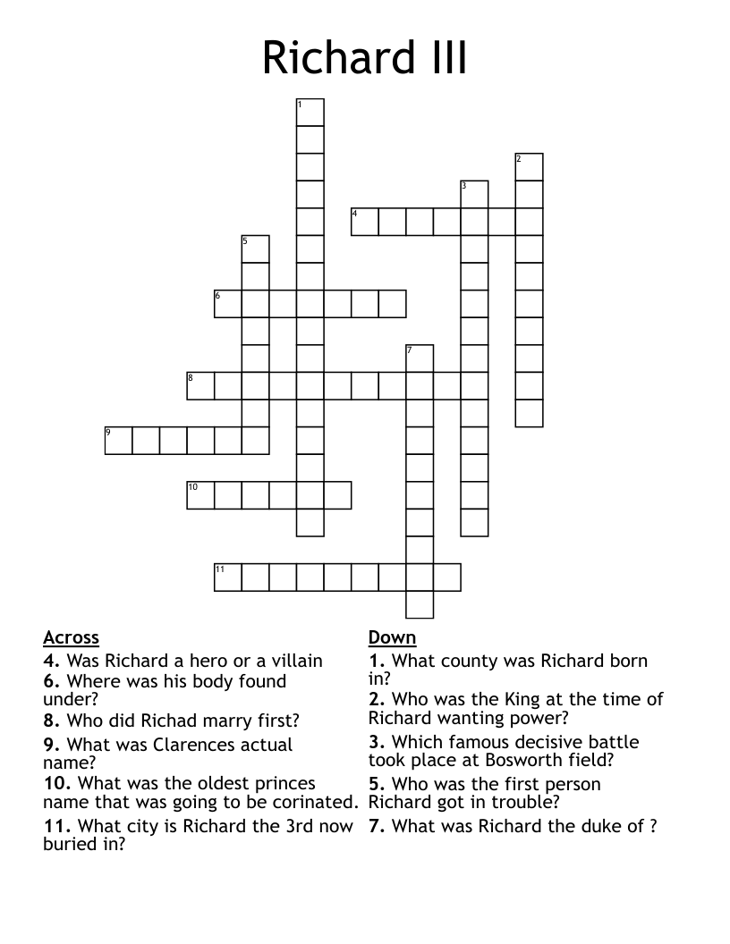 Richard III Crossword
