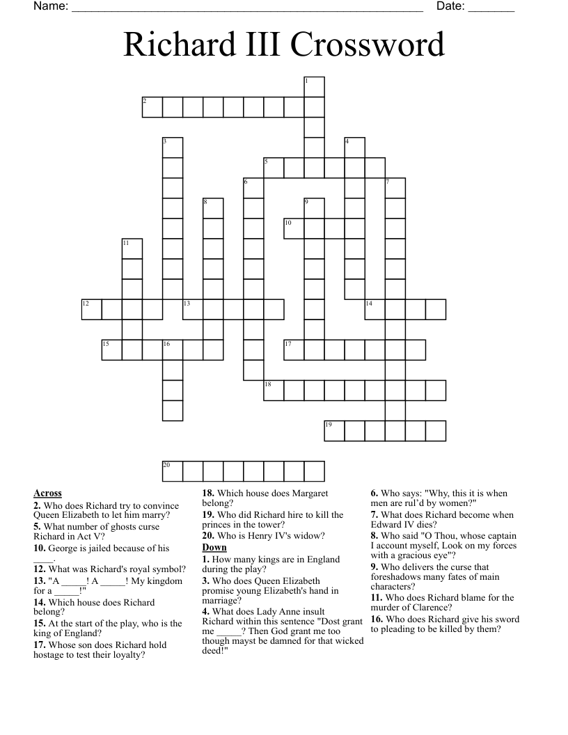 Richard III Crossword