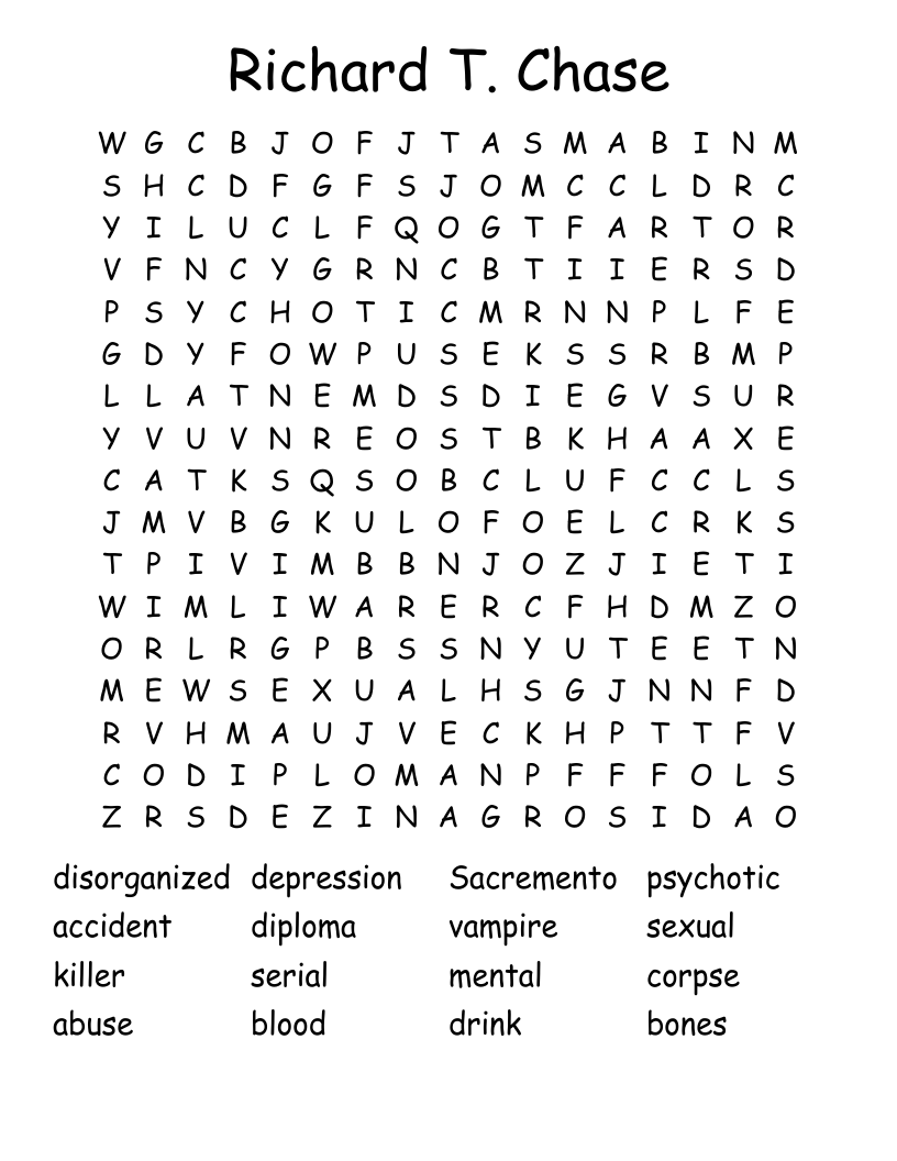 Richard T. Chase Word Search