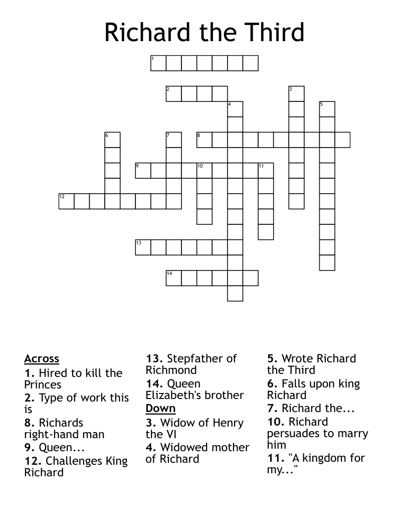 Richard the Third Crossword