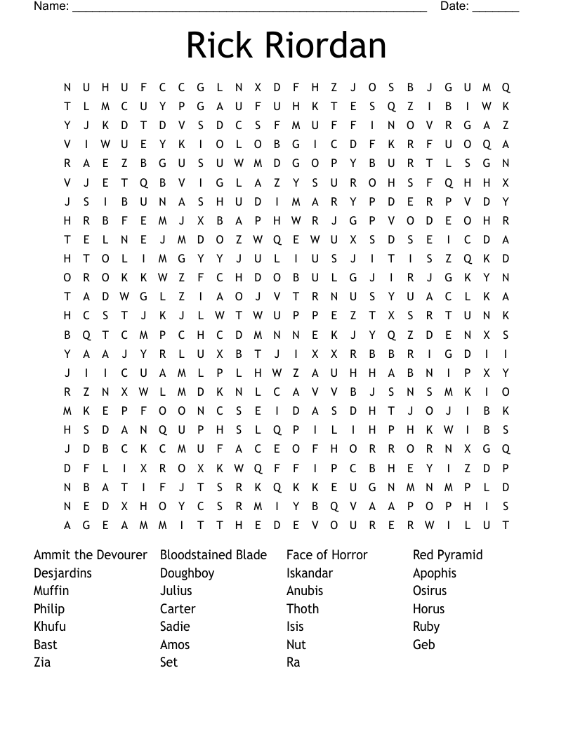 Rick Riordan Word Search