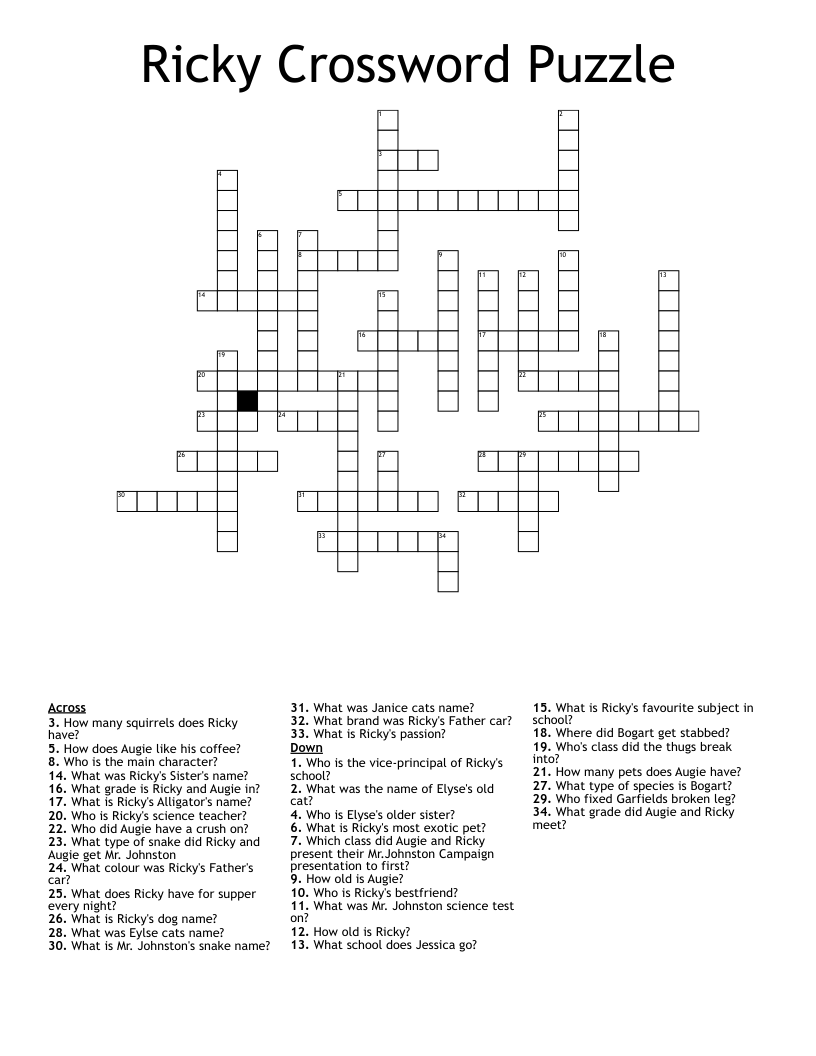 Ricky Crossword Puzzle