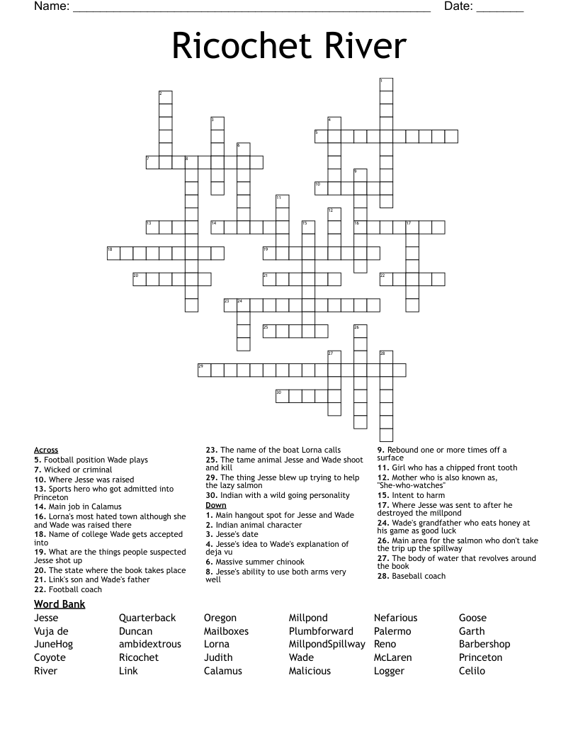 Ricochet River Crossword