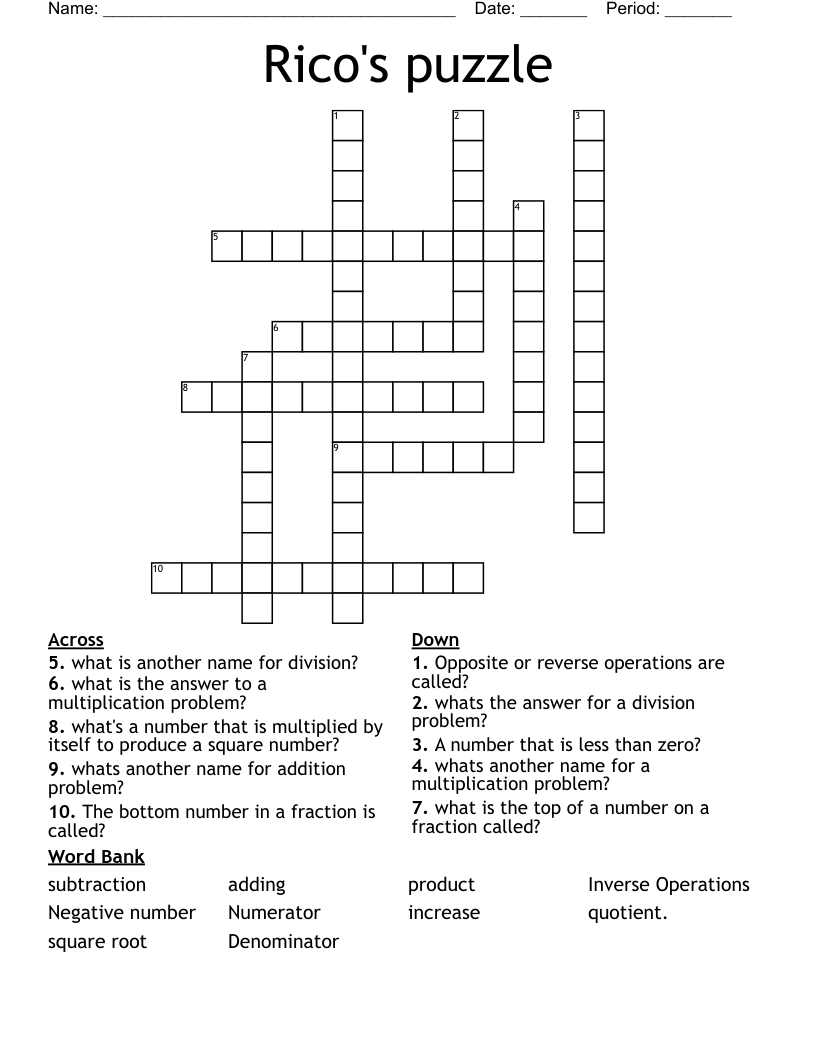 Rico's puzzle Crossword