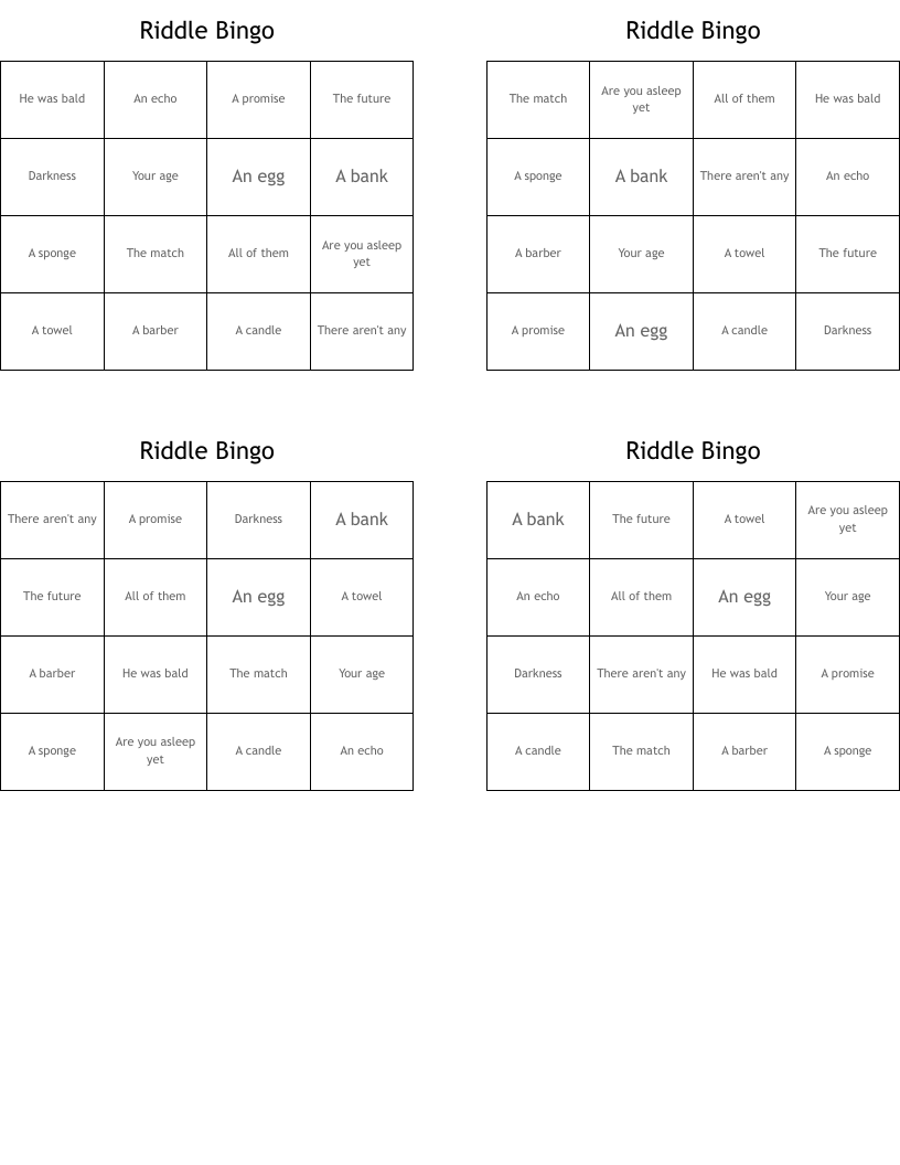 Riddle Bingo