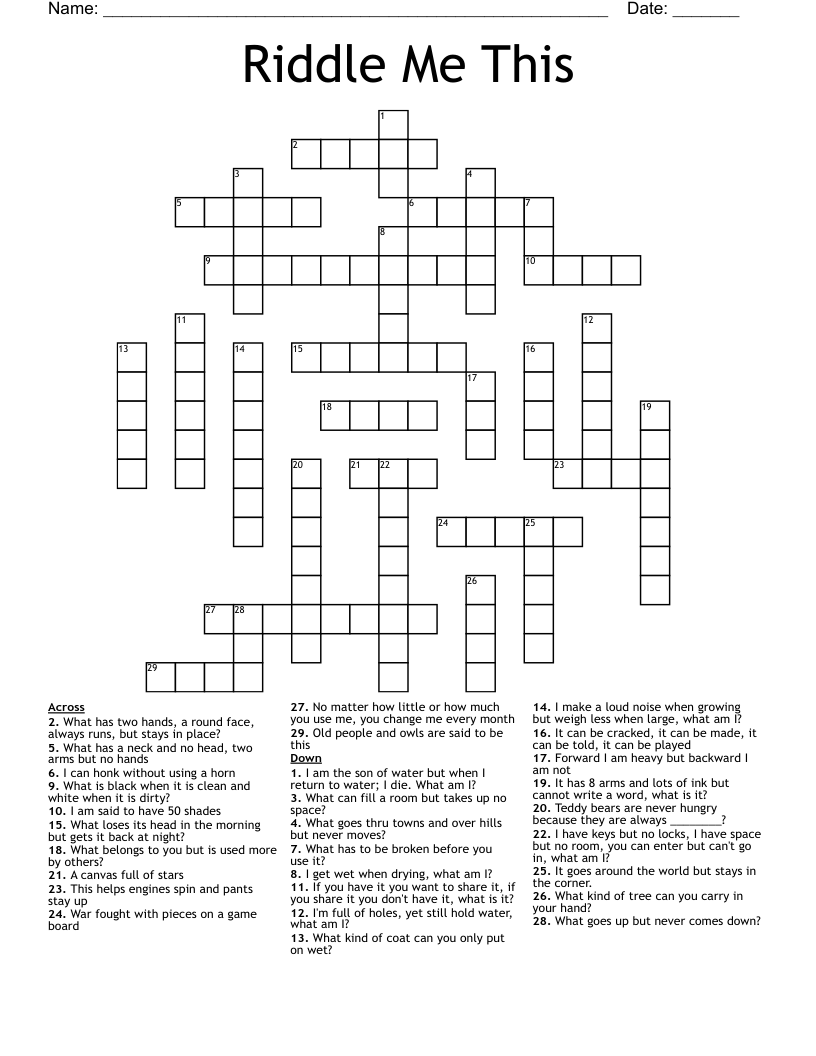 Riddle Me This Crossword