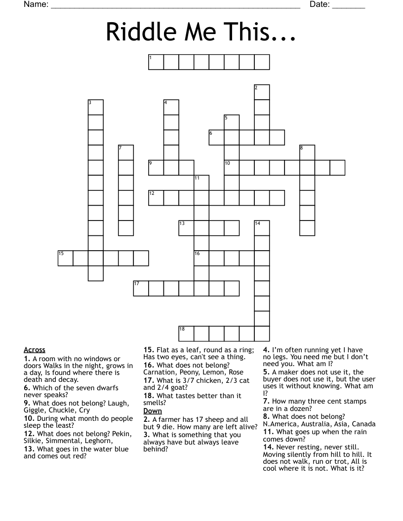 Riddle Me This... Crossword