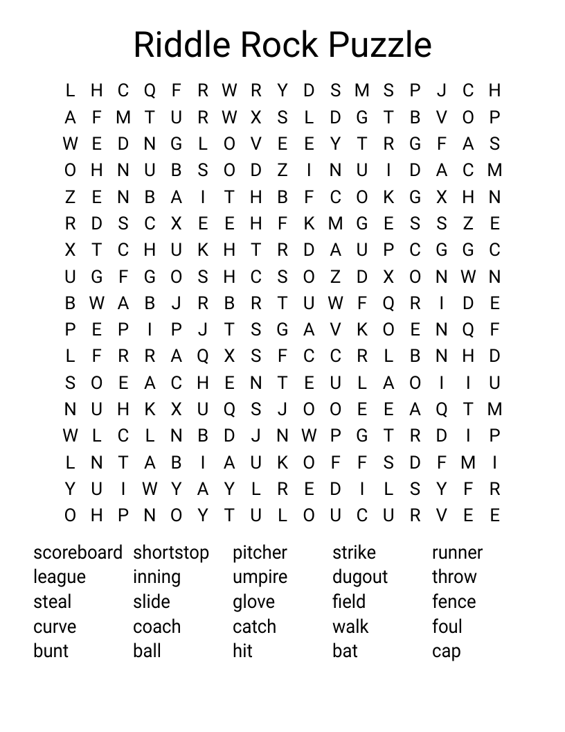 Riddle Rock Puzzle Word Search