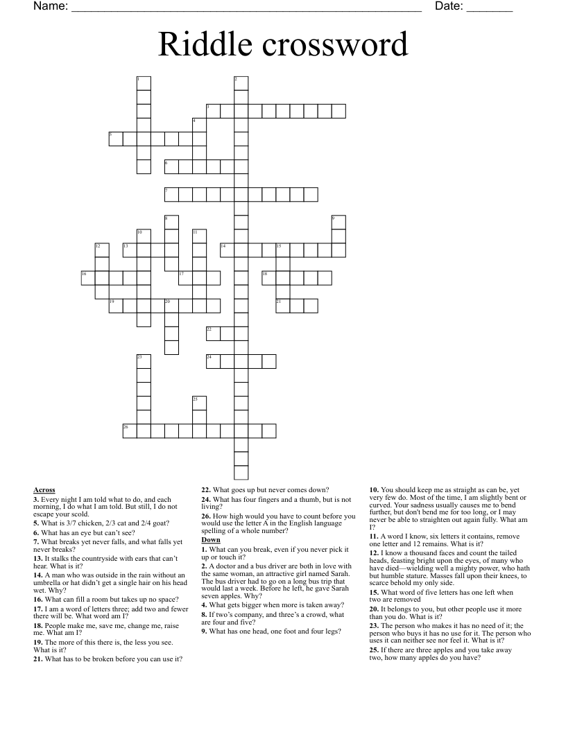 Riddle crossword