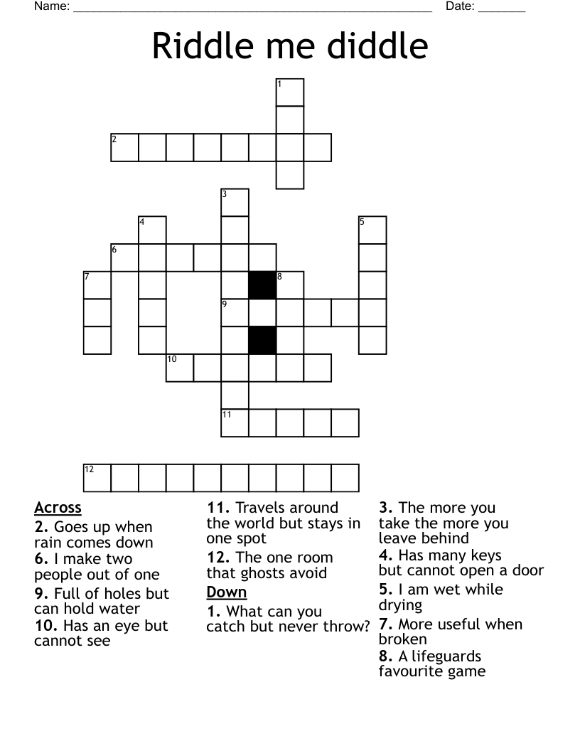 Riddle me diddle  Crossword