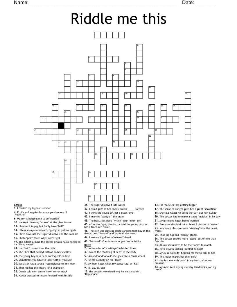 Riddle me this Crossword