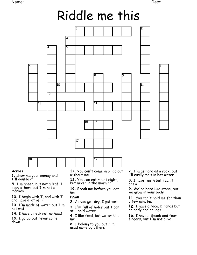 Riddle me this Crossword