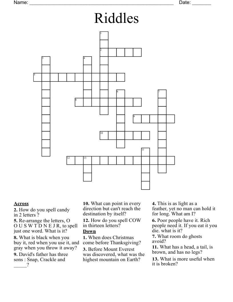 Riddles Crossword
