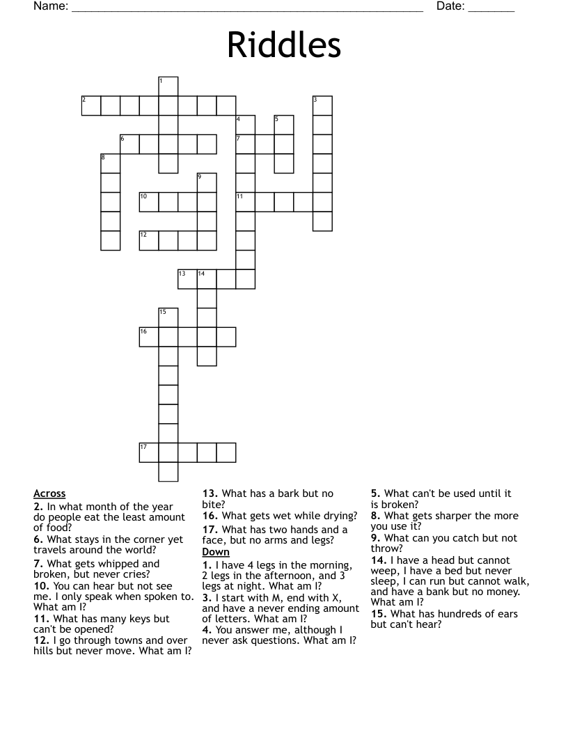 Riddles Crossword