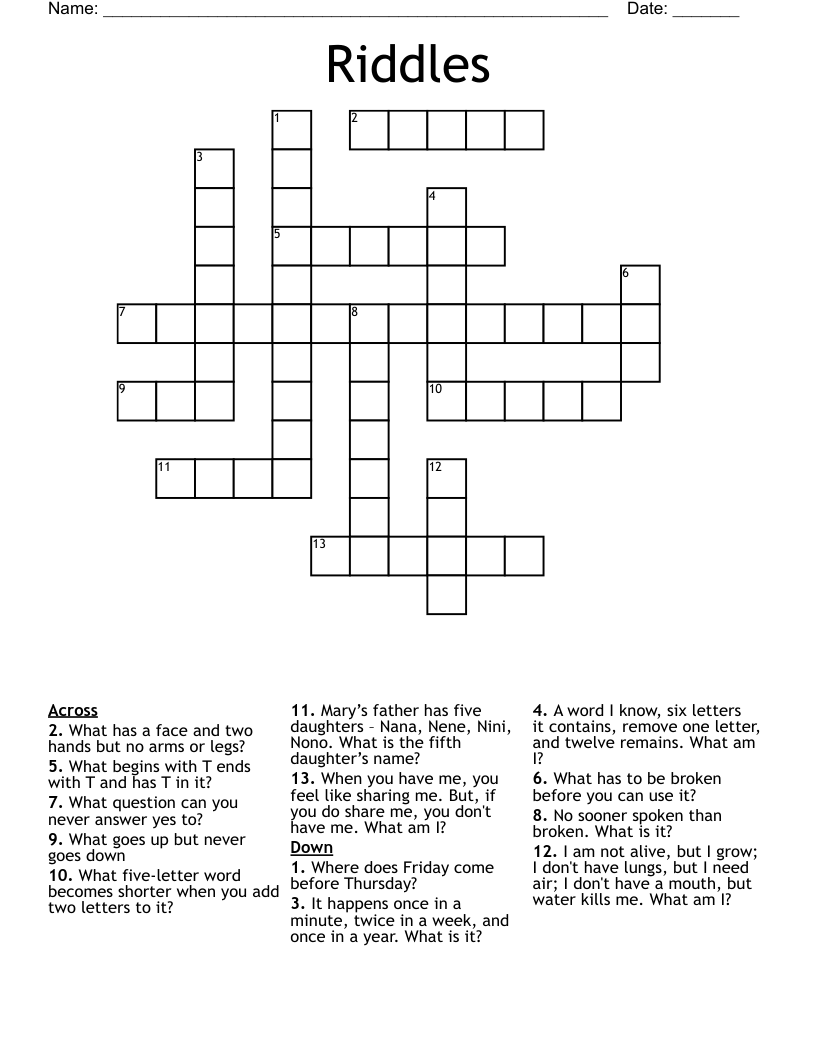 Riddles Crossword