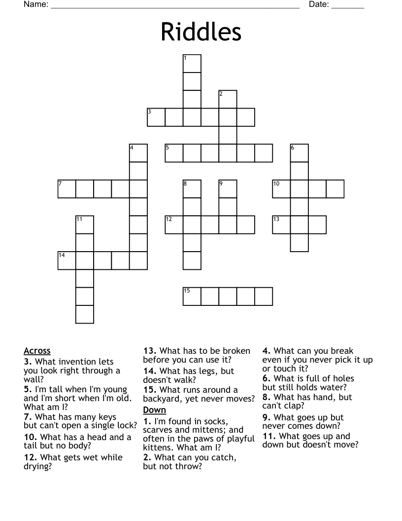 Riddles  Crossword