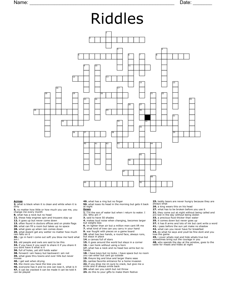 Riddles  Crossword