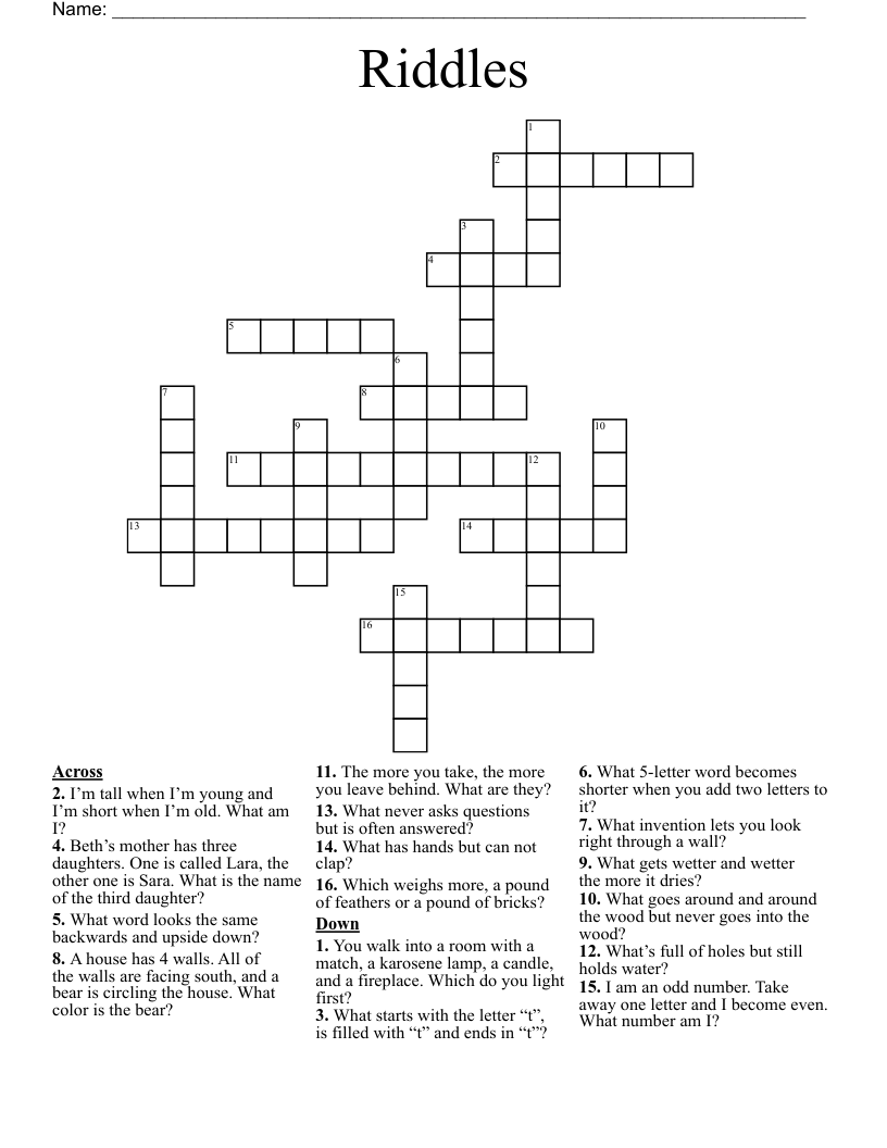 Riddles  Crossword