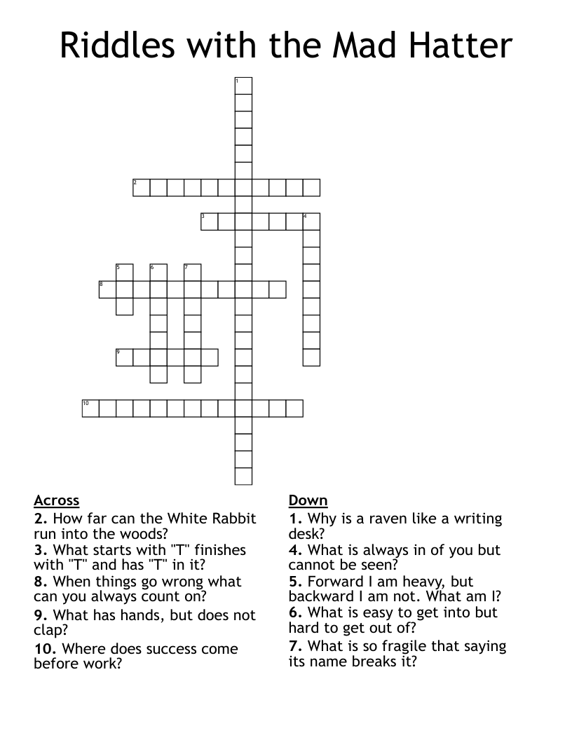 Riddles with the Mad Hatter Crossword