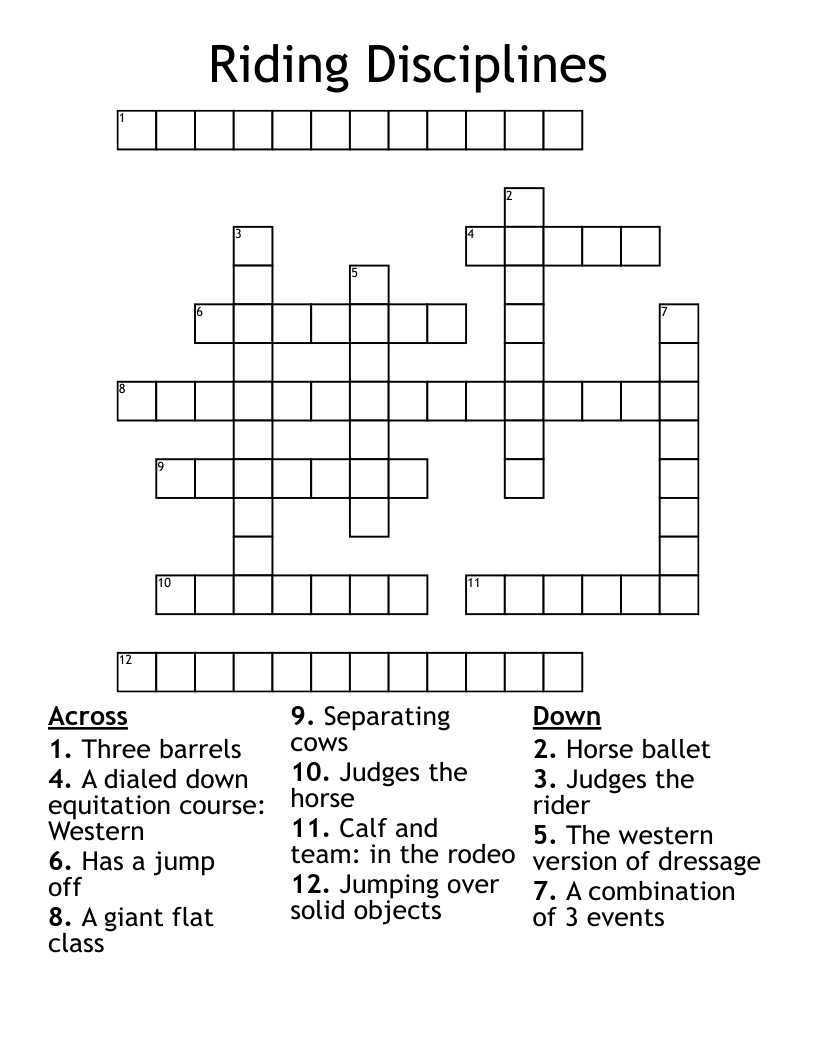 Riding Disciplines Crossword