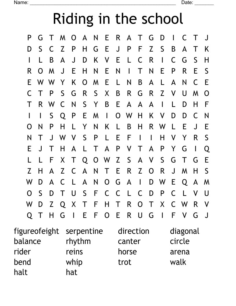 Riding in the school Word Search