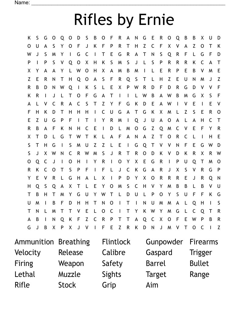 Rifles by Ernie Word Search