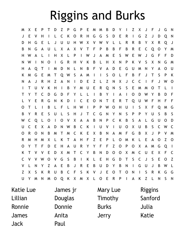 Riggins and Burks Word Search