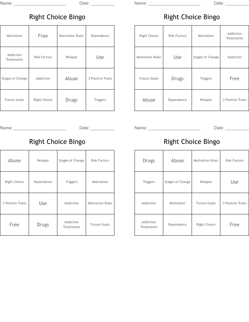 Right Choice Bingo