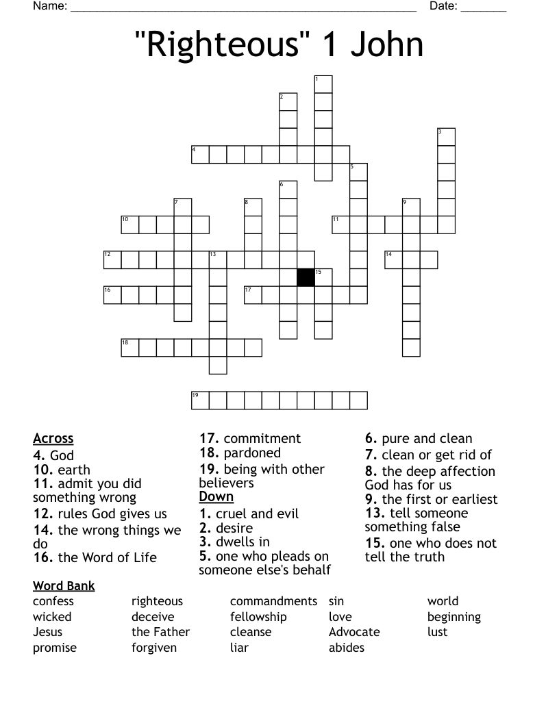 "Righteous" 1 John Crossword