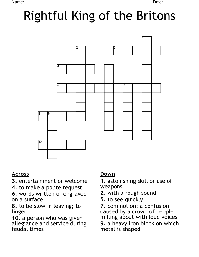 Rightful King of the Britons Crossword