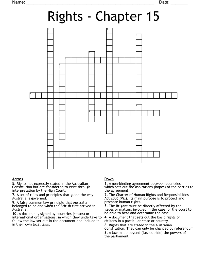 Rights - Chapter 15 Crossword