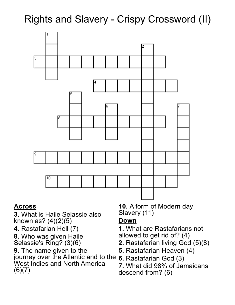 Rights and Slavery - Crispy Crossword (II)