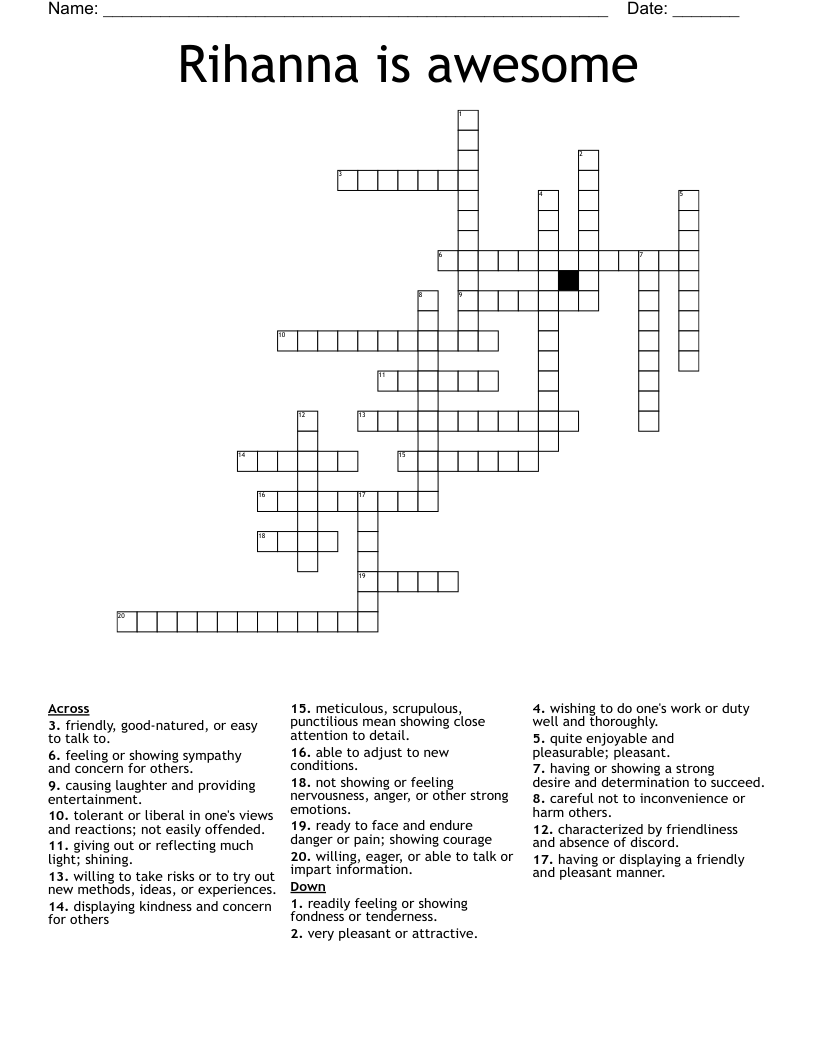 Rihanna is awesome Crossword
