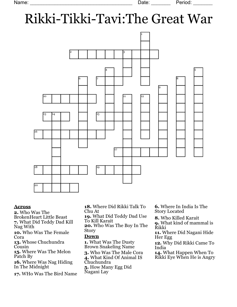 Rikki-Tikki-Tavi:The Great War Crossword