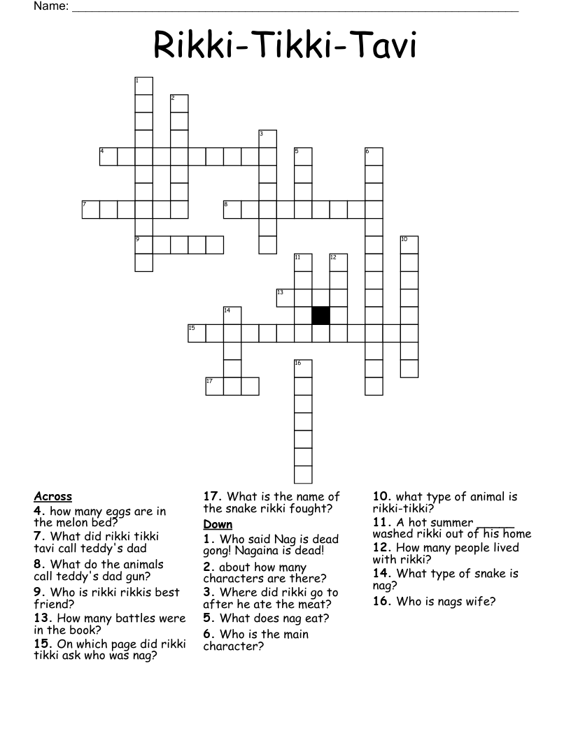 Rikki-Tikki-Tavi Crossword