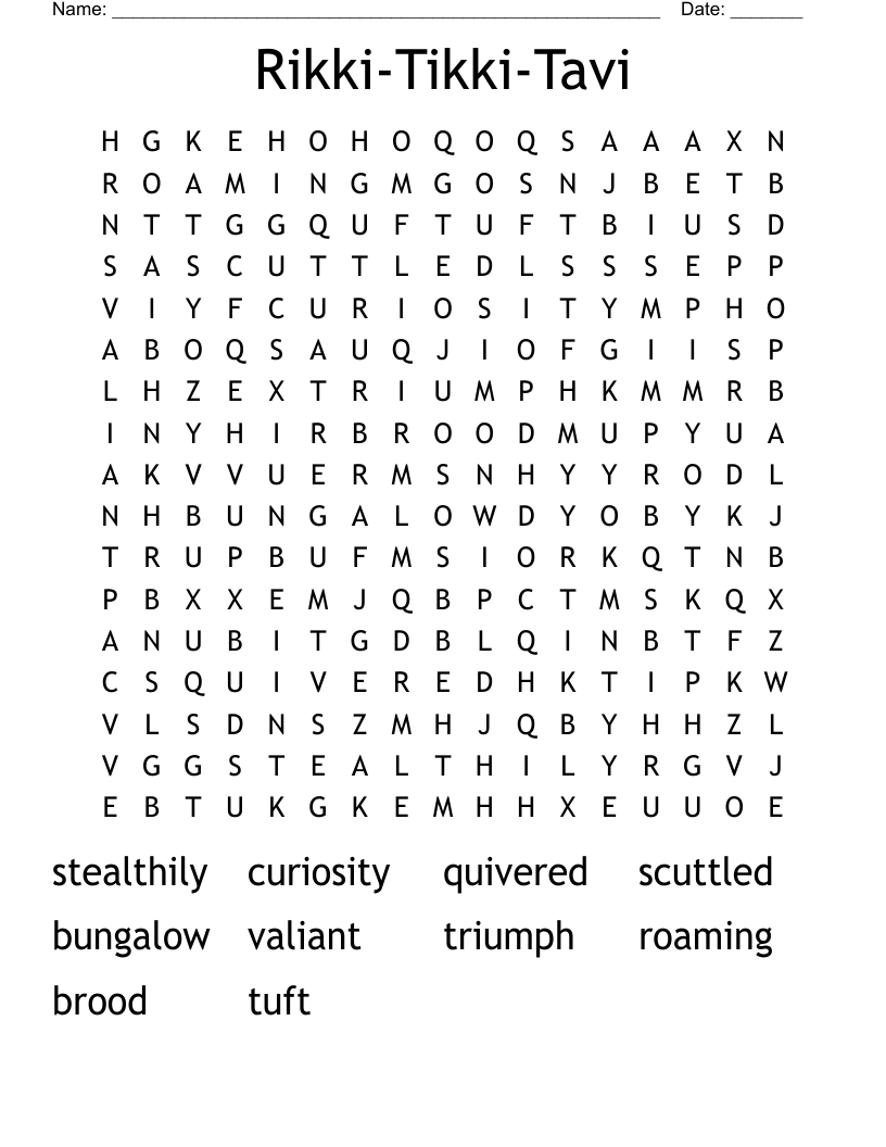 Rikki-Tikki-Tavi Word Search