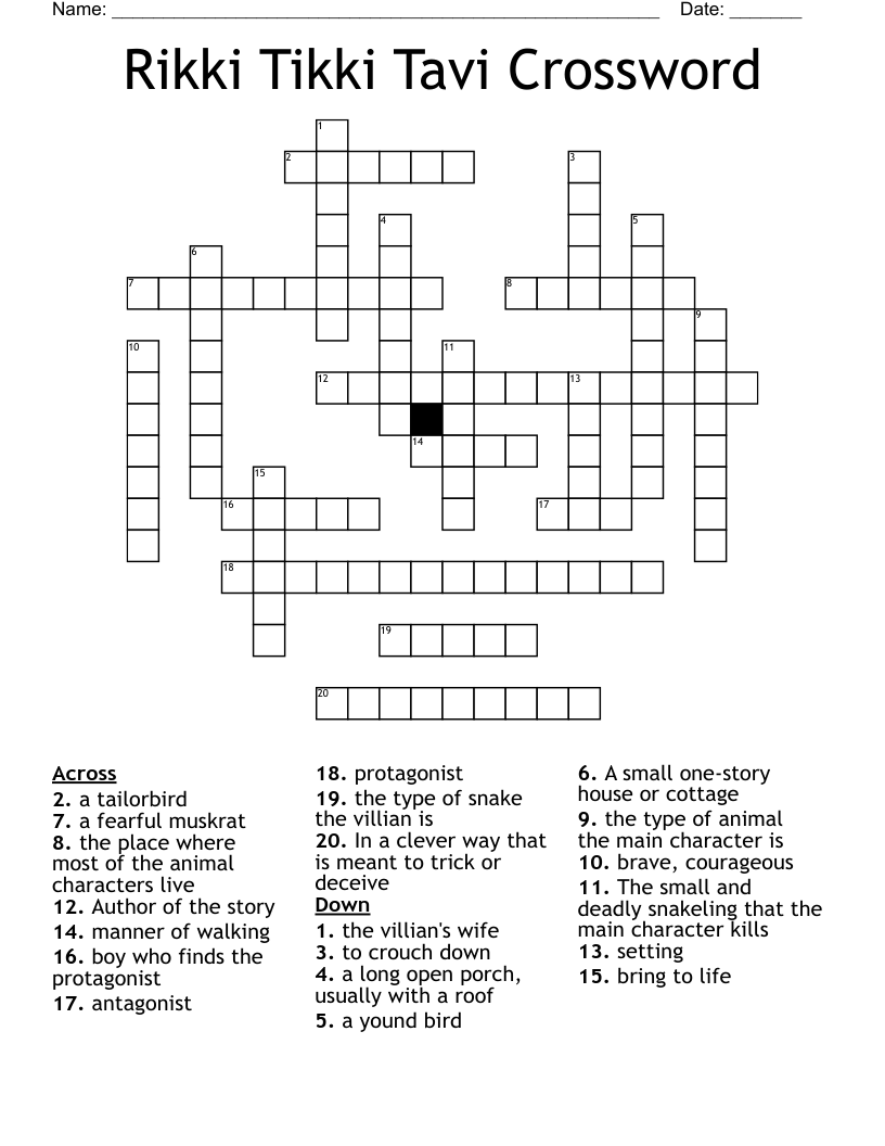 Rikki Tikki Tavi Crossword