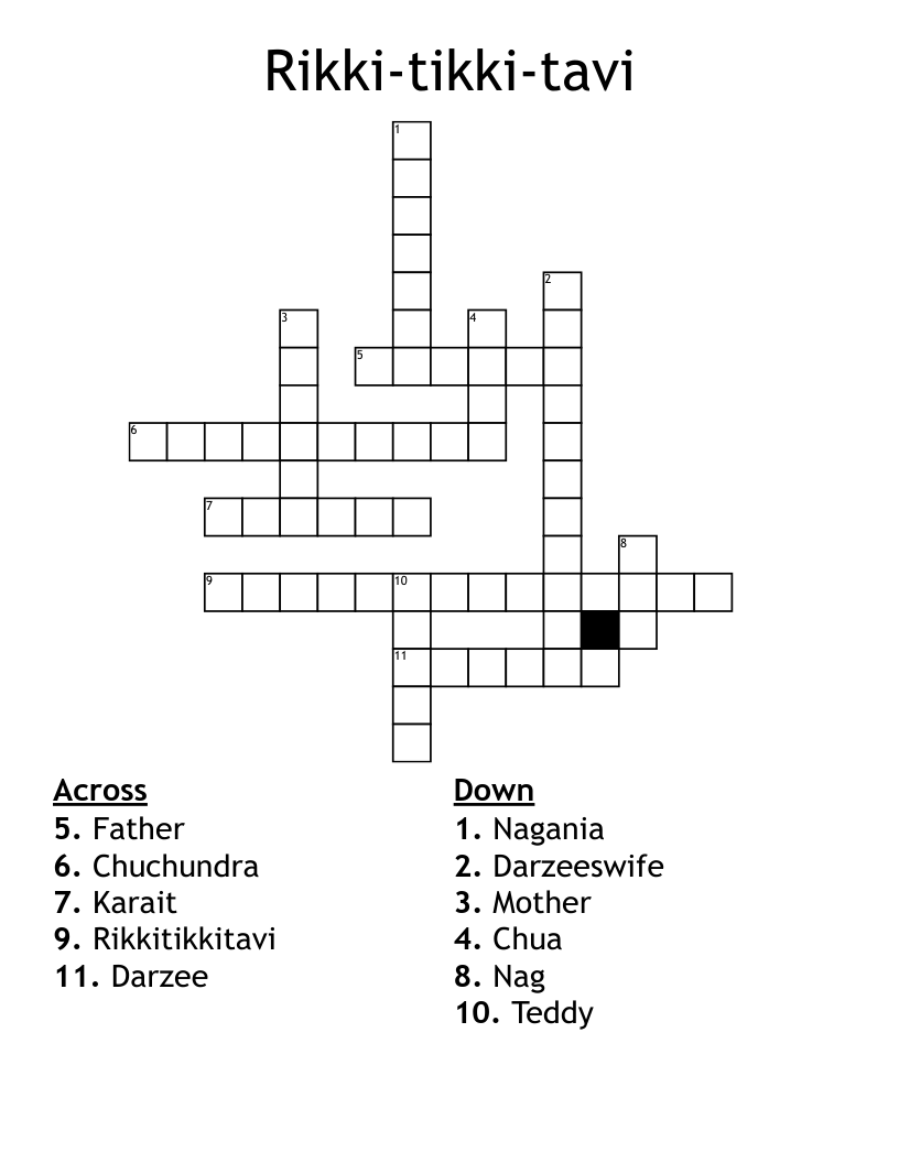 Rikki-tikki-tavi Crossword