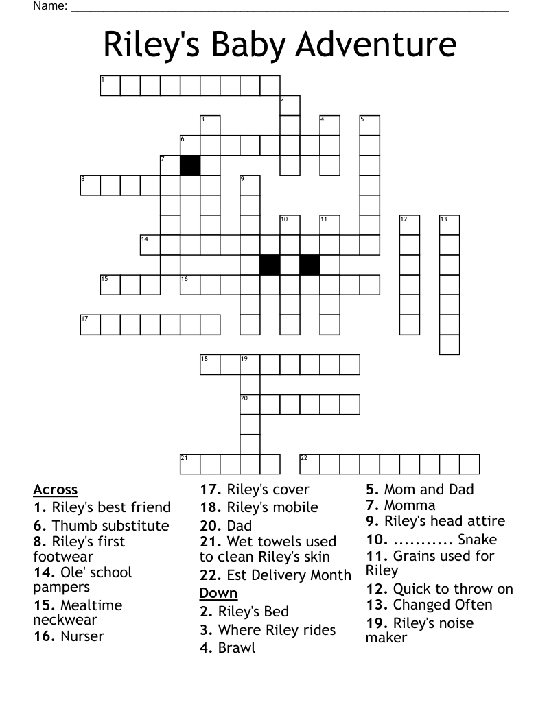 Riley's Baby Adventure Crossword