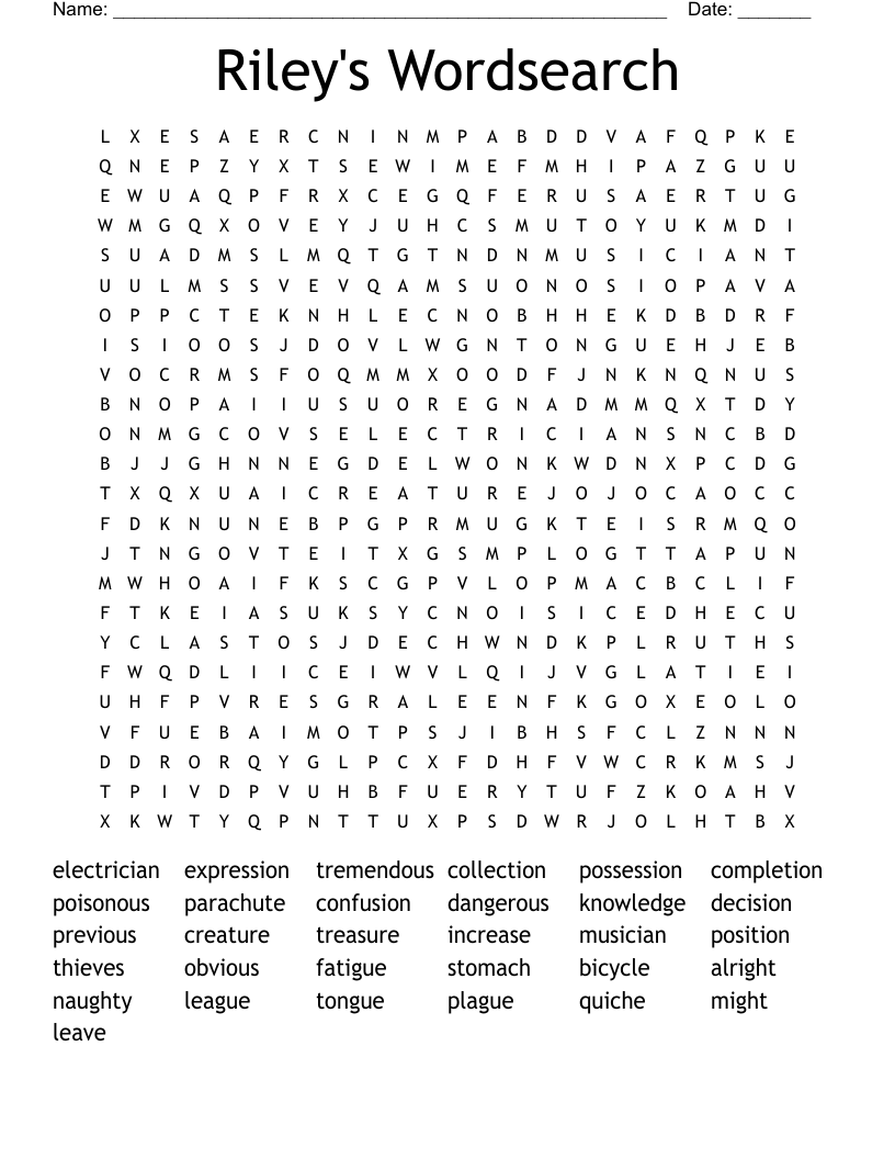 Riley's Wordsearch