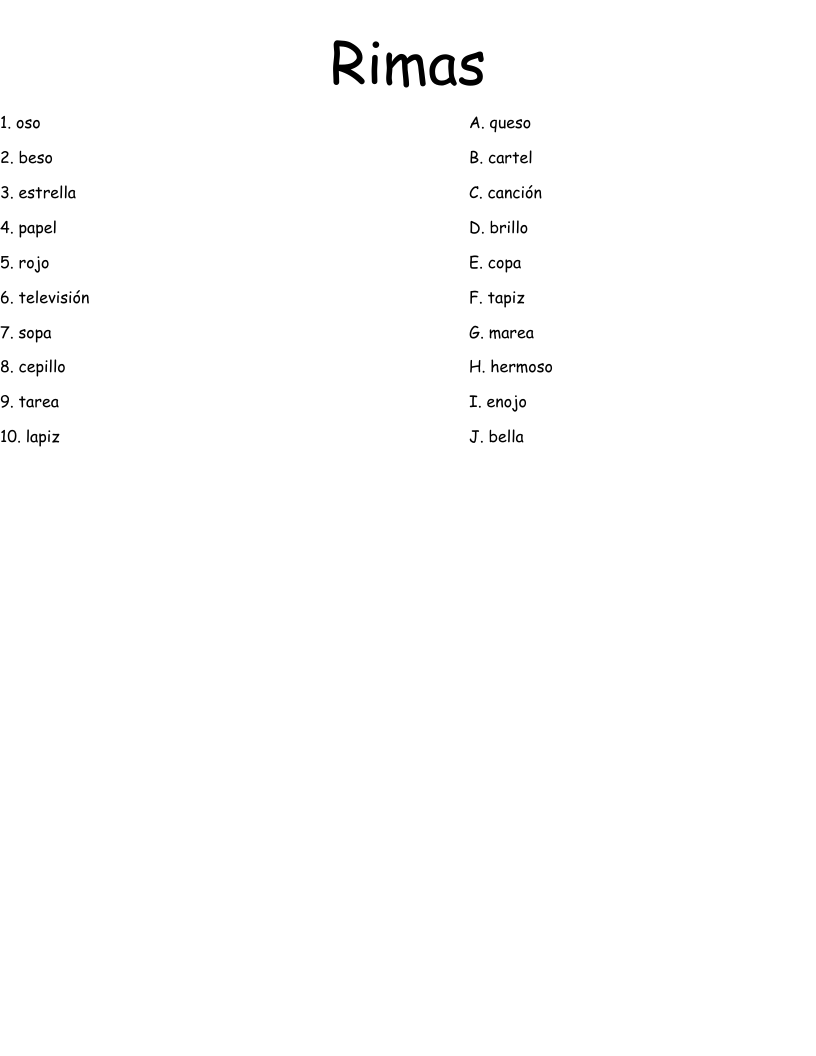 Rimas Worksheet