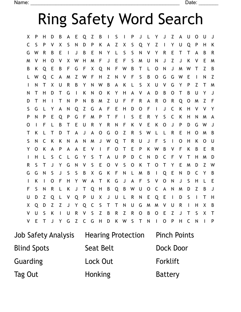 Ring Safety Word Search