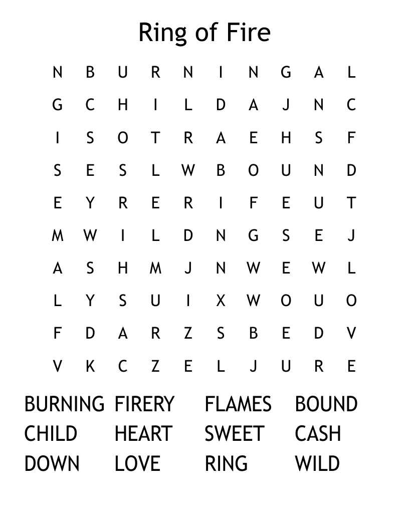 Ring of Fire Word Search