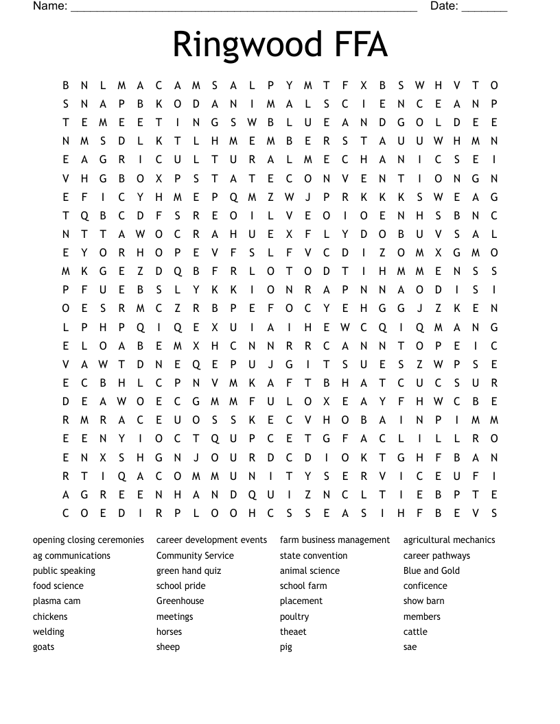 Ringwood FFA Word Search