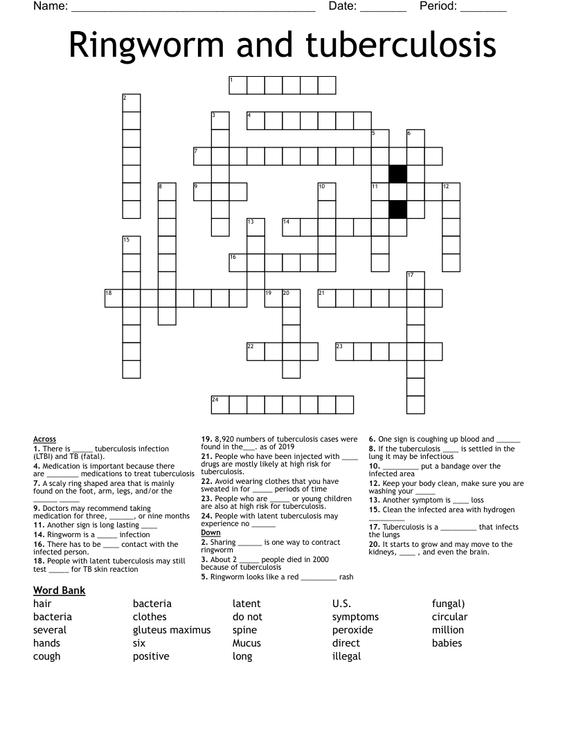 Ringworm and tuberculosis Crossword