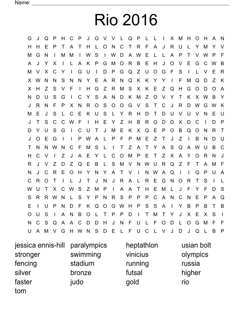Rio 2016 Word Search