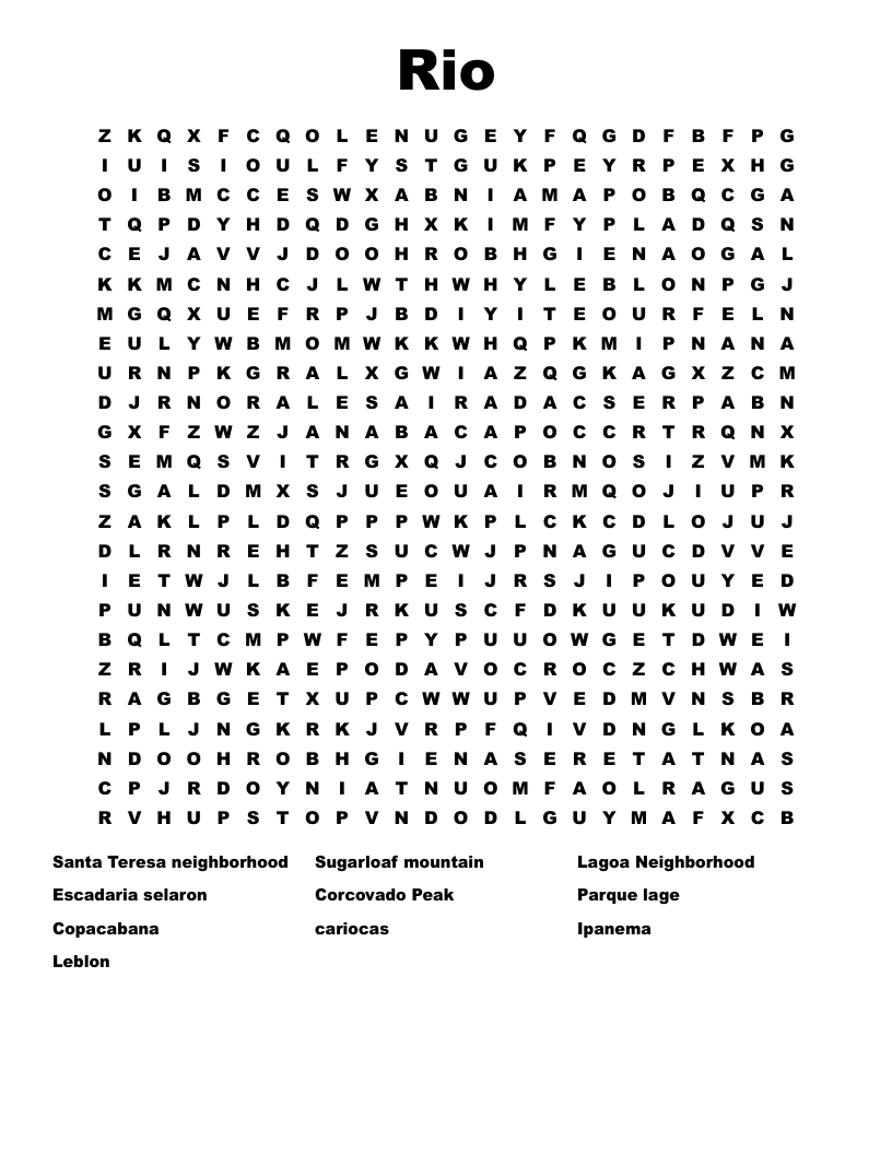 Rio Word Search